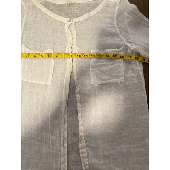 Eileen Fisher Womens Gauzy Linen Button Down White Shirt Lagenlook Coastal SZ M - Picture 3 of 6